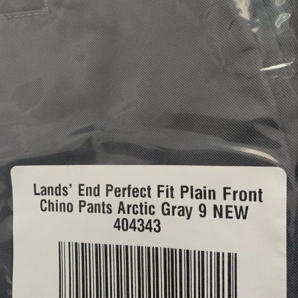 NWT LANDS' END PERFECT FIT PLAIN FRONT CHINO PANTS ARCTIC GRAY 9 - Picture 4 of 6